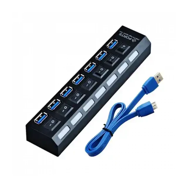 USB Hub 7 port Kettz KT-HUSB.74 3.0 Tip A Crni